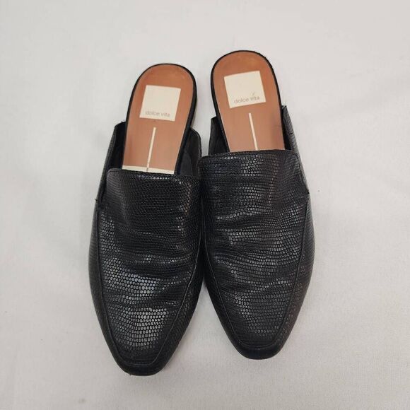 Dolce Vita Size 6.5 Women's Maura Black Mules Croc Embossed Comfy Career Cc - Picture 8 of 10